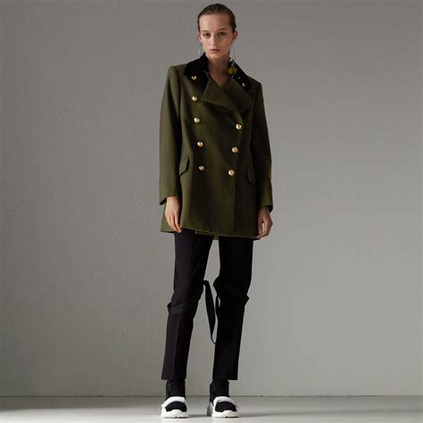 burberry velvet collar top coat|Burberry jackets for women.